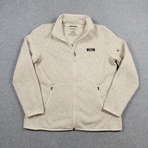 LL Bean Sweater Fleece Jacket Women's L Gray Heathered Full Zip 504888